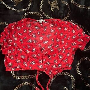 American Eagle Outfitters Red Floral Top
